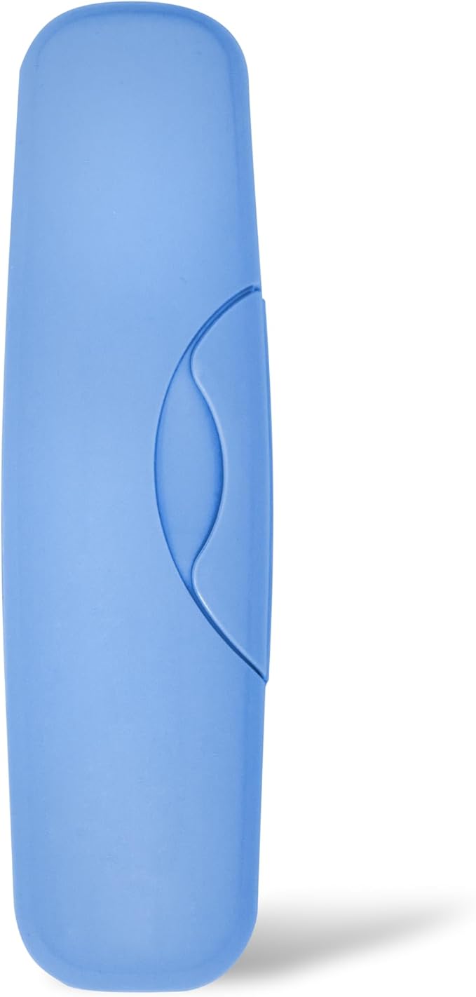 RADIUS Toothbrush Big Brush with Replaceable Brush Head BPA Free ADA Accepted - Right Hand - Pastel Periwinkle Blue Brush with Pastel Periwinkle Blue Case