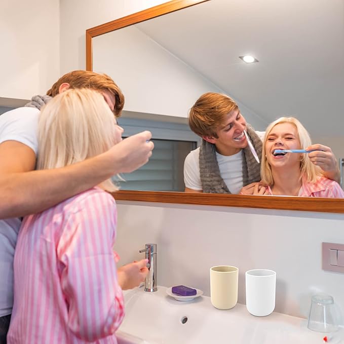 Toothbrush-Holder-Cup,Bathroom-Cup,Tooth-Brushing-Tumbler-Drinking-Teeth-Cup,Toothpaste-Countertop-Organizer,Rinse-Cup,Plastic 350ml (Green)