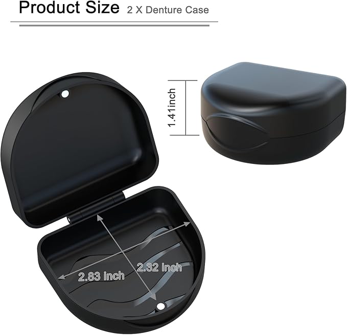 Retainer Case Denture Case: BVN Orthodontic Dental Case, Slim Braces Case, Mouth Guard Case, Denture Box, Teeth Aligner Case, Night Guard Case Container Storage Holder Black
