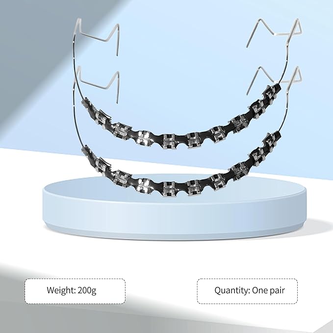 4 Pair of Temporary Tooth Decoration, Teeth Retainer Practical Brackets para Dientes Sturdy Retenedores de Dientes Ortodoncia Props for Dental Students to Practice (Black)