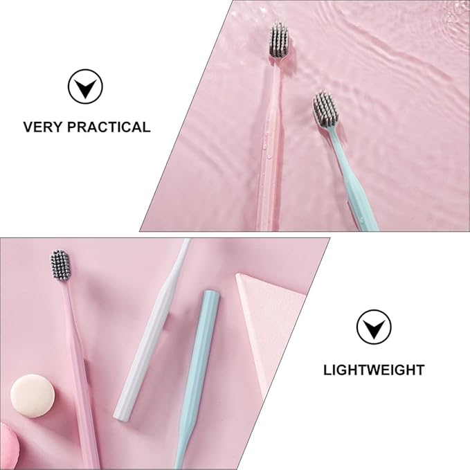 SECFOU Soft-Bristle Toothbrush 3Pcs Set Spiral Microfiber Bristles Adults Teeth Cleaning Portable Oral Care for Travel and Daily Use