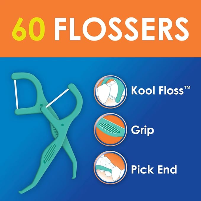 Mint Waxed Dental Flossers, Dr Fresh,s 60 Count – Smooth Glide Floss Picks for Plaque Removal & Gum Care (Pack of 3)