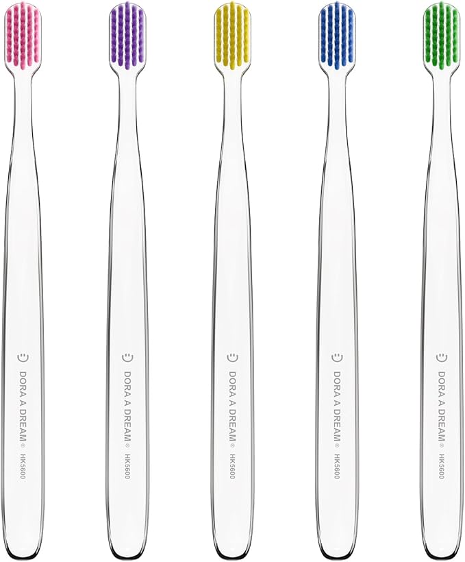 10PCS Dentist-Recommended Soft Crystal Toothbrushes for Adults,Ultra-Soft Bristles Manual Toothbrush Pack for Gentle Plaque Removal & Gum Care, Includes （4 Colors）