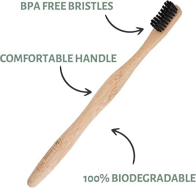 Living Well with Dr. Michelle Bamboo Toothbrush, Floss, and Copper Tongue Scraper Set