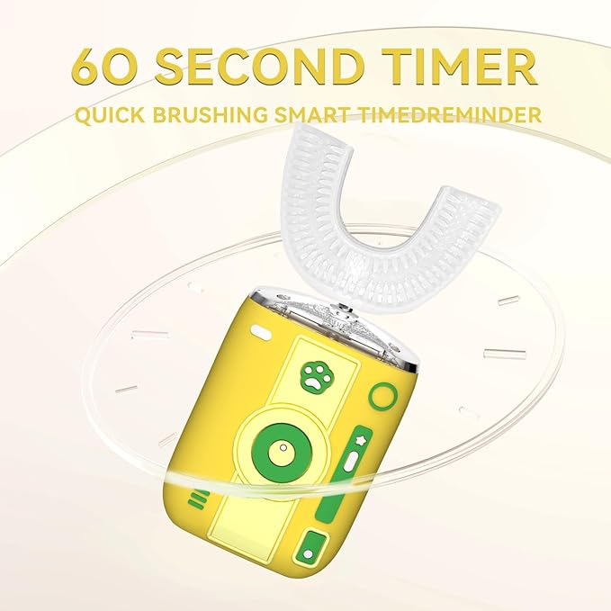 yeklike Adult Sonic Automatic Electric Toothbrush, 360° Oral Cleaning Stain Whitening (Yellow-Cup)