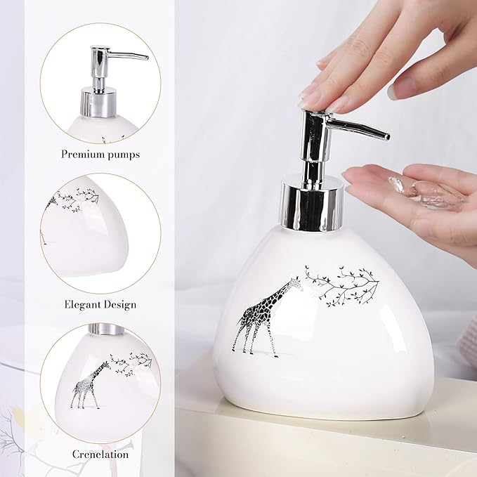 White Bathroom Accessories Set,Modern Countertop Bathroom Decor,Luxury 6 Piece Bathroom Accessory Set,Complete with Soap Dispenser,Toothbrush Holder,Tumbler,Tray