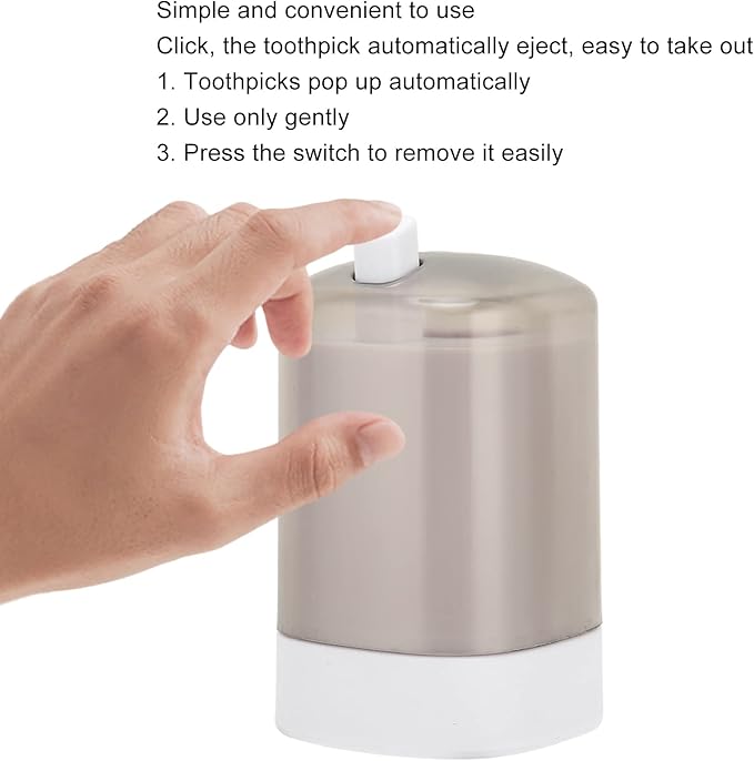 Automatic Toothpick Dispenser, Popping Up Toothpick Dispenser Thickening Toothpick Holder Pocket Toothpicks Container Tooth Pick Storage Box for Kitchen Restaurant Table Party(White)