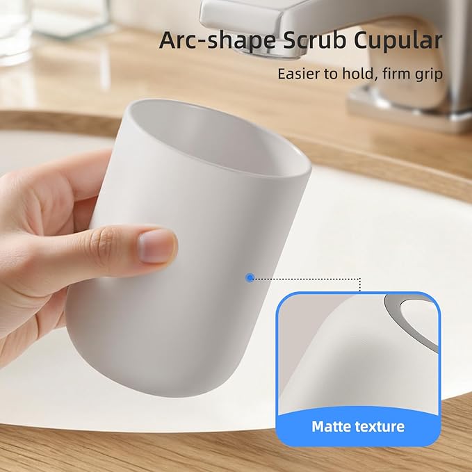 2 PCS Toothbrush Cup 10.5oz Reusable Unbreakable Bathroom Tumbler, Easy to Clean Plastic Bathroom Cup Toothbrush Holder for Bathroom Counter Organizer