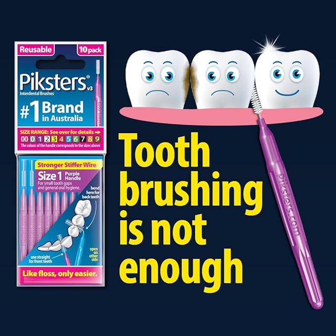Piksters Interdental Brushes, 35 pk, Size 4, Interdental Tooth Brush for Medium Gaps, Gum Soft Bristles for Plaque Removal, Safe for Braces