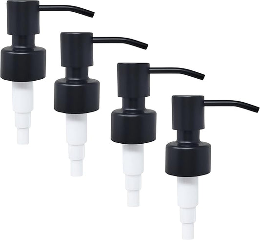 Stainless Steel Soap and Lotion Dispenser Pumps, Replacement for Bottles (Matte Black, 4 Pack)