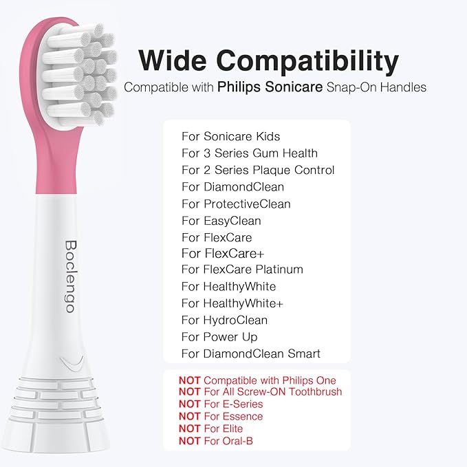 Kids Toothbrush Heads for Philips Sonicare Kids Replacement Heads, for Phillips Sonic Care Kid Small Brush HX6032/94, HX6340,HX6350,HX6320,Soft Compact Brush Head for 3-7 Child,6 Pcs Pink