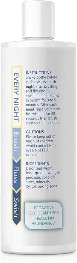 ProH2O2 Natural Mouthwash, Salt Swish, & Tooth Repair by Thrival Labs, Press Top Dispensing, 16 Fluid Ounces