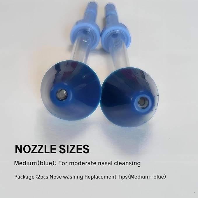 2-Pack Nose Washing Replacement Tips Compatible with Waterpik Water Flossers, Nasal irrigator Tips for Oral Irrigator & Dental Flossers, Water Flossers Accessories (Deep Blue)