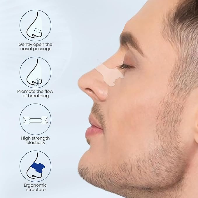 MQUPIN 75 Counts Nasal Strips Upgraded, Nasal Strips for Snoring, Safe, Long Effect, Reduction Snoring, Breathe Nose Strips Congestion Relief(66mm*19mm)