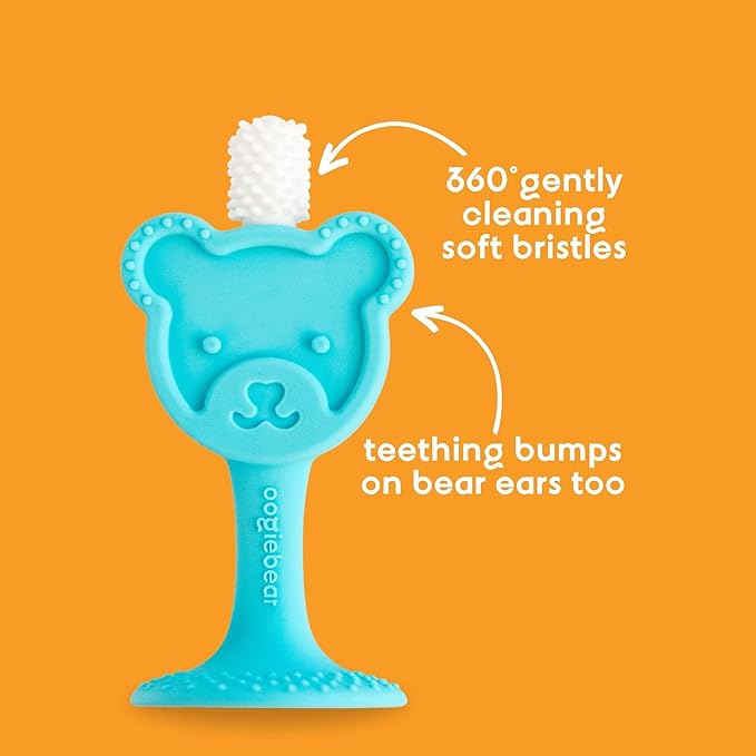 oogiebear Infant-to-Toddler Training Toothbrush w/ 2-Pack Baby Nose Cleaner & Ear Wax Remover Tool Bundle, Case Included - Safe Tools for Newborns, Infants and Todders