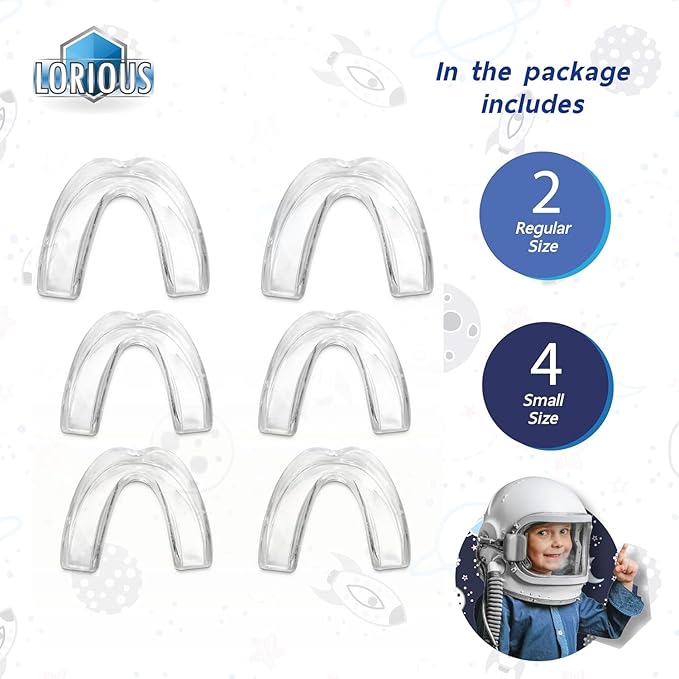 Moldable Mouth Guard for Teeth Grinding and Clenching – Custom Fit, Boil and Bite, Night and Day Use, 6 Pack in 2 Sizes for Kids and with Small Mouths