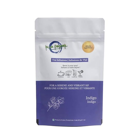 Blue Pepper Tea Infusion | Butterfly Pea Flower Blend with Ginger, Tulsi (Holy Basil), Amla (Indian Gooseberry) & Cardamom | Caffeine-Free Natural Beverage | 60g
