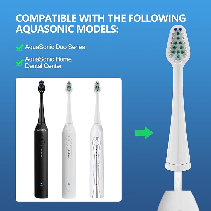 Harobey Replacement Toothbrush Heads for AquaSonic Duo Series and Home Dental Center Electric Toothbruh, NOT Compatible with Duo Series Pro, 5 White + 5 Black