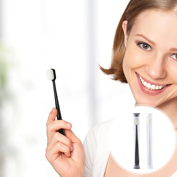 Vaguelly Soft Micro-Nano Toothbrushes 4Pcs Set with Flat and Wave Heads, Ultra Soft Bristles Oral Cleaning Brush for Adults and Maternal Care, Household Portable Oral Care Tool for