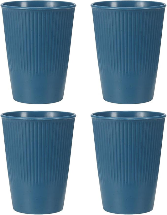 uxcell 4 Pcs Simple Toothbrush Cup, 3.3 x 3.3 x 4.2 Dishwasher Safe Bathroom Tumbler Reusable Plastic Cup Set for Storing Toothpaste Combs, Dark Blue