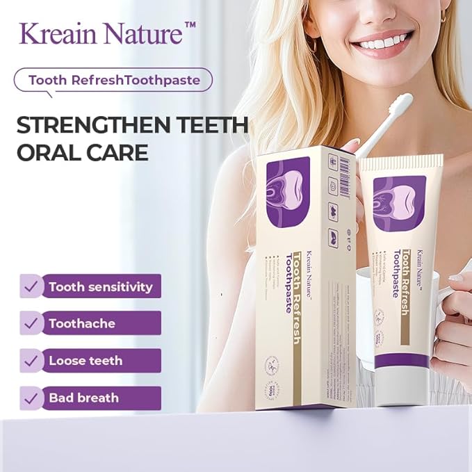 Tooth Refresh Toothpaste, Fresh Breath Formula Whitening Toothpaste, Natural Oral Care & Enamel Repair, Helps Remove Coffee, Tea & Wine Stains, Fresh Minty Gel, 3.5 Oz Tube, 2 Pack