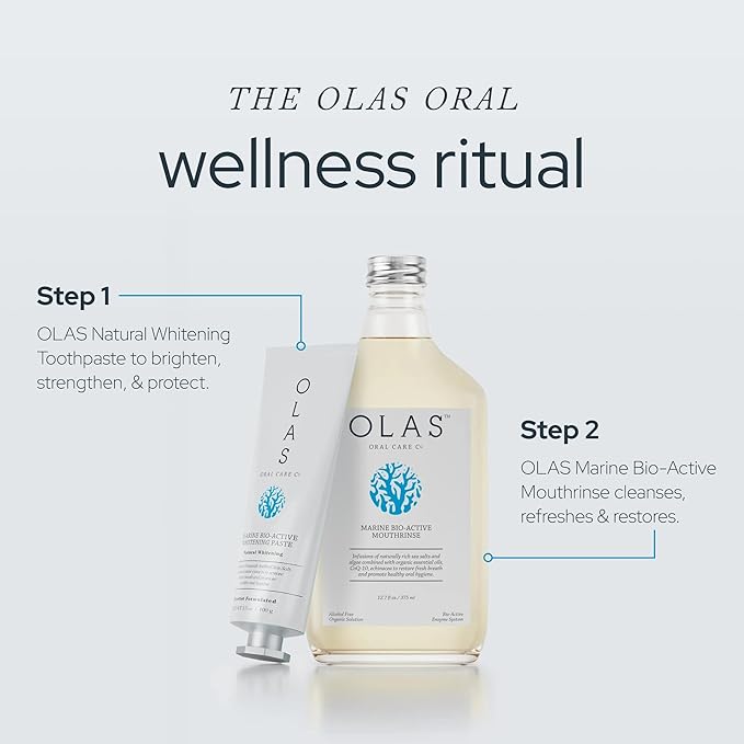 Olas Alcohol Free Mouthwash & Oral Rinse - Marine Bio-Active Mouth Rinse With Essential Oils & Antioxidants for a Healthy Oral Microbiome - Fluoride Free Natural Mouthwash (200 ml)