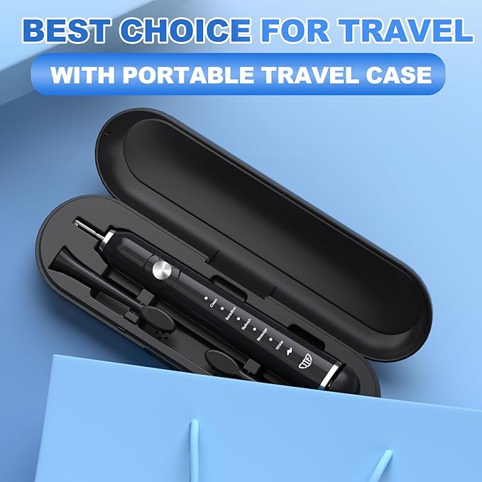 JTF Sonic Electric Toothbrush for Adults - Teeth Whitening Toothbrush with 6 Brush Heads and a Travel Case, Fast Charging for 60 Days Use Waterproof Toothbrushes, Black