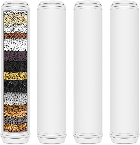 AWO 4 PACK Replacement Showe Filter Cartridge Compatible for PWERAN and for Fitespot Handheld Showerhead,Multi Stage Shower Filtration Systems for Hard Water Reduces Chlorine and Harmful Substance