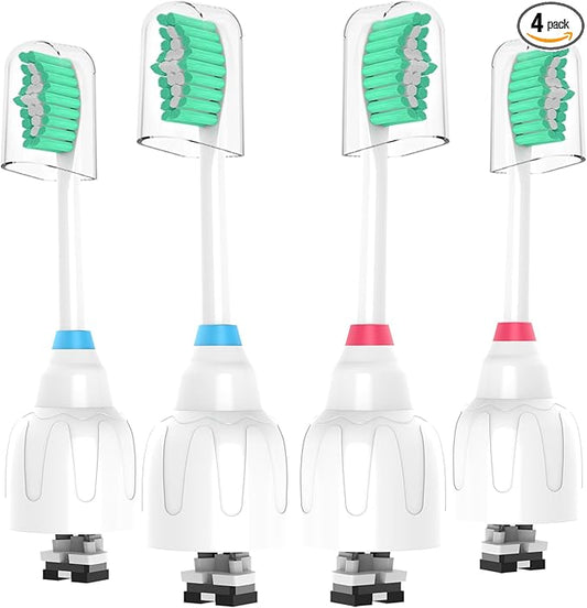 Replacement Toothbrush Heads for Philips Sonicare E Series,Compatible with Sonicare Essence, Elite, Advance, CleanCare Screw-on Electric Toothbrush HX7022/66 HX7023/64,HX7023/30,4 Pack with Caps ﻿