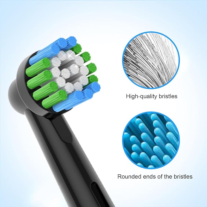 16pcs Precision Toothbrush Heads Compatible with Oral B Electric Toothbrushes, Black