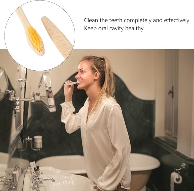 STAHAD Toothbrush Set 10pcs with Soft Wavy Bristles, Natural Fiber and Charcoal Infused Lightweight Toothbrushes for Personal Oral Care at Home and Travel
