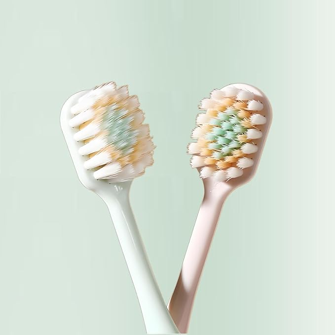Ultra-Soft Toothbrushes, Ultra-Thin Wide Size Head, 3-Layer Tapered Bristles Design for Sensitive Teeth and Receding Gums (6 Pack & Colors)