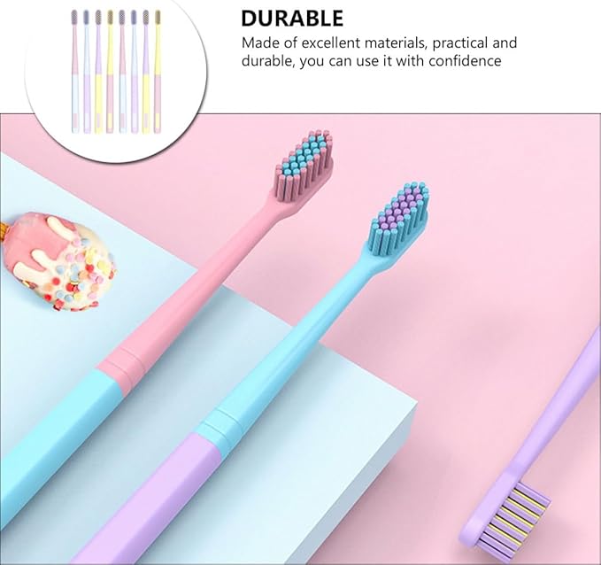 8PCS Soft Bristle Toothbrushes Small Head Portable Travel Teeth Cleaning Tool Ergonomic Non-Slip Handle for Adults Oral Health Maintenance
