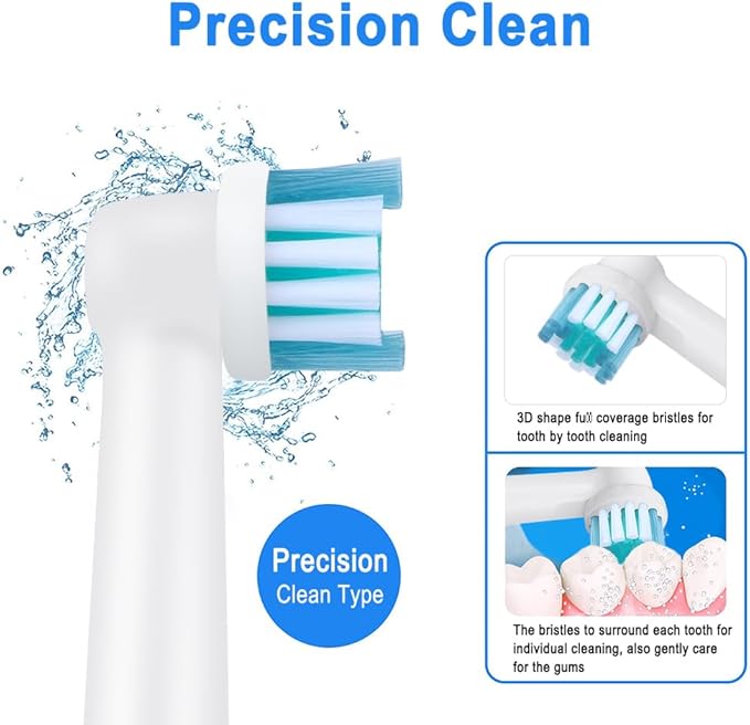 Toothbrush Replacement Heads Refills for Oral B - Precision Clean Brush Head for Gentle & Effective Cleaning and Optimal Dental Care, by DeBizz (12)