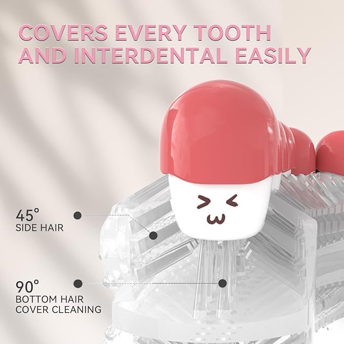 yeklike Adult Sonic Automatic Electric Toothbrush, 360° Oral Cleaning Stain Whitening, IPX7 Waterproof Rechargeable, u-Shape Brush Head*3+Straight Handle Brush Head*2