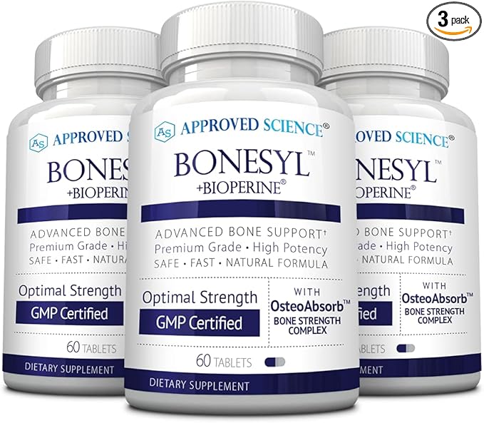 Approved Science Bonesyl - Strengthen Bones, Limit Bone Density Loss - Maintain Overall Bone Health - K2, BioPerine, and Magnesium - 180 Tablets - Vegan - Made in USA