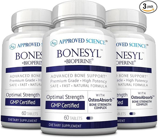 Approved Science Bonesyl - Strengthen Bones, Limit Bone Density Loss - Maintain Overall Bone Health - K2, BioPerine, and Magnesium - 180 Tablets - Vegan - Made in USA