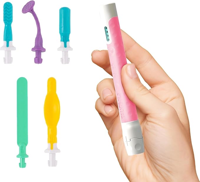 TalkTools Sensi Oral Sensory Therapy Tool with Soft Sensi Jaw Tips – 5-Piece Adjustable Sensory Stimulation Set for Oral Motor Awareness & Feeding Skill Development – Pink