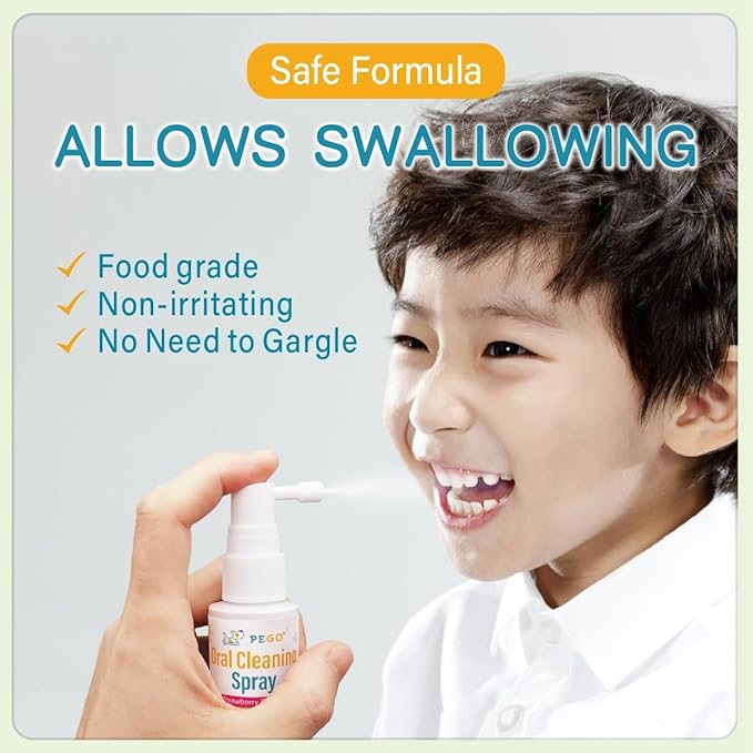 Kids Oral Spray, Toddler Toothpaste Helper for Fresh Breath，Kid's Mouth Spray with Fluoride Free for Newborn to 12 Years (2Pack, Strawberry)