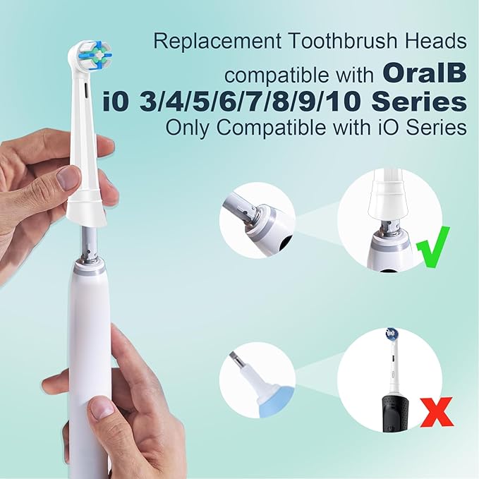 iO Replacement Heads Compatible with Oral B iO 3 4 5 6 7 8 9 10 Series Electric Toothbrush,IO Toothbrush Heads Compatible with Oral B iO,Medium-Hard bristles Care for Your Teeth,10pcs,White