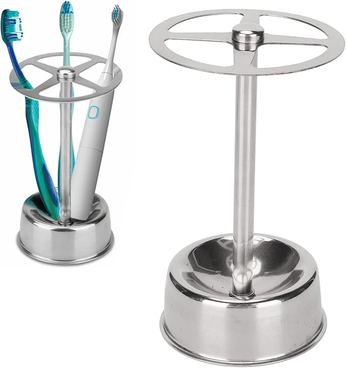 Toothbrush Holder, Tooth Brushing Holder, Stainless Steel Bathroom Toothbrush Organizer for Bathroom, Shower, Makeup Tools