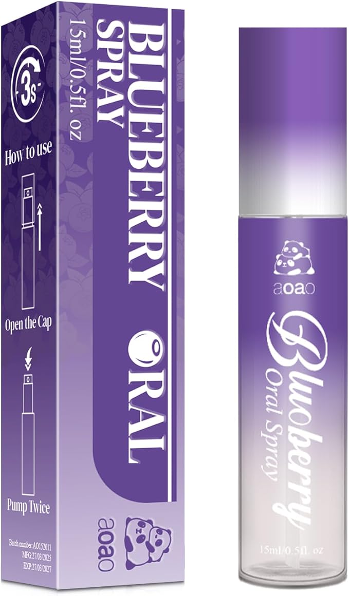 Oral Spray for Adults, Mouth Freshening Spray, Portable Peppermint Oral Freshener, Alcohol & Fluoride-Free Oral Care Mouth Spray, Travel, Dates, Office, Dry & Bad Breath,0.5fl.oz (Purple)