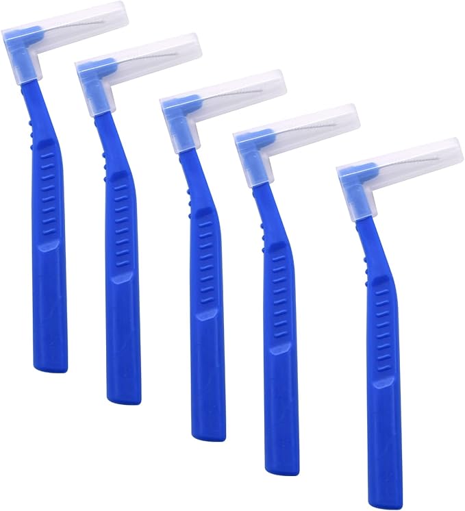 Angzhili 25 Pcs Interdental Angle Brushes,Reusable Dental Cleaners,Oral Dental Hygiene Brush,Dental Toothpick Floss for Braces,Tooth Cleaning Tool (Blue)