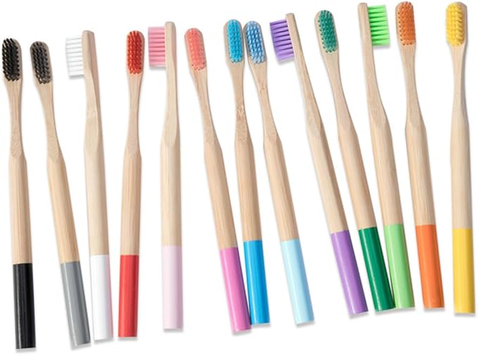 FUOYLOO Toothbrush Set for Adults Biodegradable Ergonomic Painted Handles Soft Bristles for Travel and Home