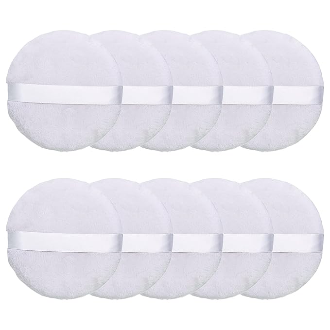 Topwon 4 Inch Powder Puff, Washable Large Body Powder Puff, Soft & Furry - 10Pcs