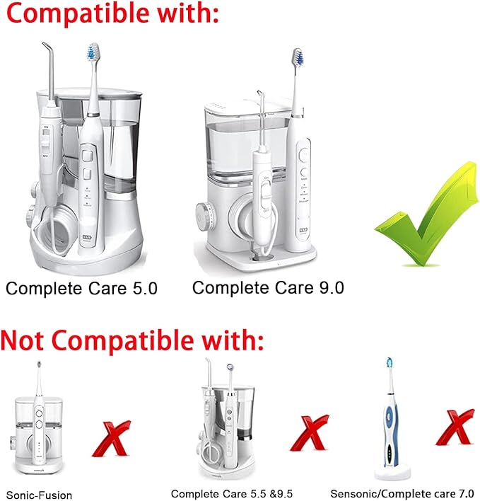Replacement Toothbrush Heads Fits for Waterpik Complete Care 9.0 (CC-01), Care 5.0 (WP-862) Sonic Electric Tooth Brush Refill(8-pc), Pisonicleara