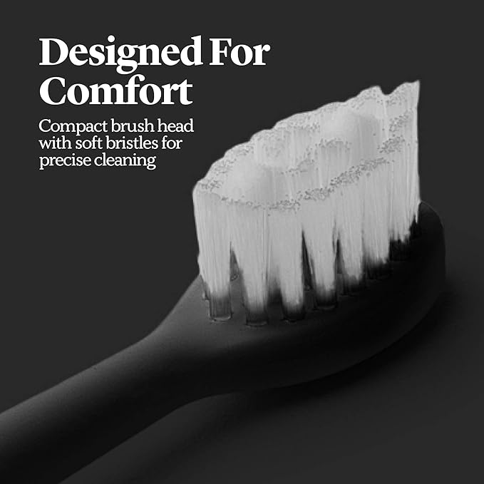 Made by Dentists PRO‑X Replacement Brush Heads – Compatible with PRO‑X Sonic Toothbrush (3 Pack) – Dentist‑Designed, Deep Plaque Removal, Soft Bristles, Travel‑Ready, Black