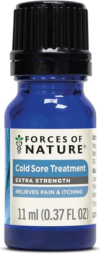 Forces of Nature Cold Sore Treatment Extra Strength H-Balm, Organic Fast Relief for Cold Sores & Fever Blisters w/Echinaea & Northern White Cedar, Reduces Pain, Calms Swelling, 0.37 fl oz