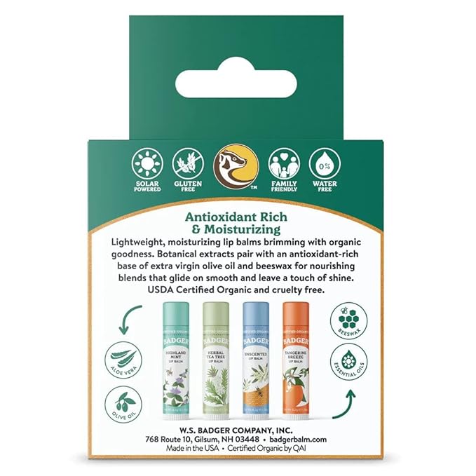Classic Lip Balm -(Tangering Breeze, Lavender & Orange, Vanilla Madagascar, Pink grapefruit) 4Pk box