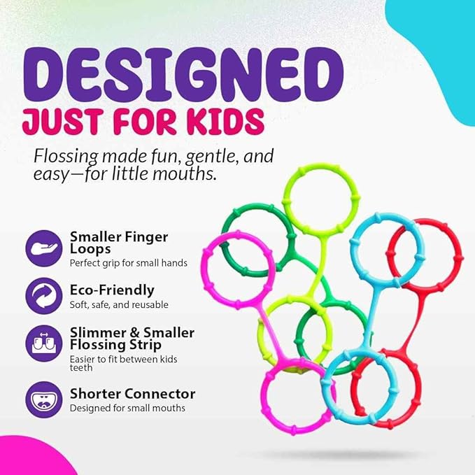 Floss for Kids | Soft Reusable Silicone Flossers for Children | Multicolored | Suction Cup | Safe, Gentle, Easy Grip (9)